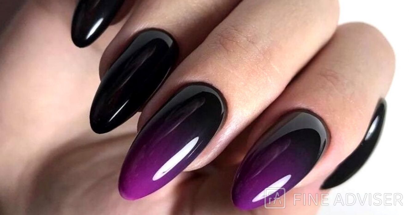 Purple Glitter Ombré Black Matte Nails by MargaritasNailz